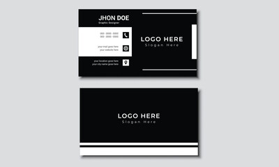 Fototapeta na wymiar Business card design template, clean professional business card template, Black & White Business card.