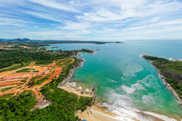 Imagem aérea da Praia do Morro e Praia da Cerca, na região central de Guarapari. Esportes na...