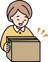宅配を受け取る女性