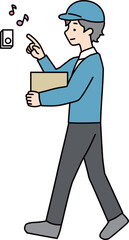 チャイムを鳴らす配達員のイラスト