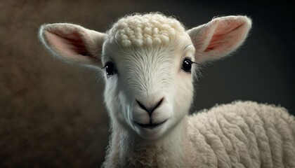Easter lamb on gray background. Generative AI.