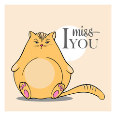 fat ginger cat hand drawing