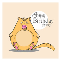 fat ginger cat hand drawing