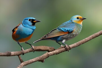 Fototapeta premium Cute little spring birds. Generative AI