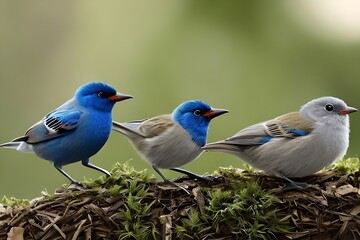 Cute little spring birds. Generative AI