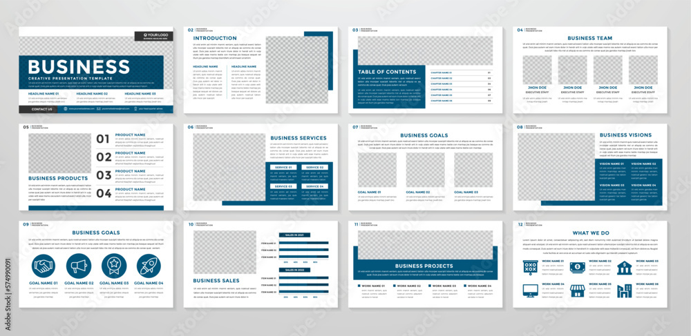 Aufkleber simple business presentation template with minimalist concept and modern style use for business annu
