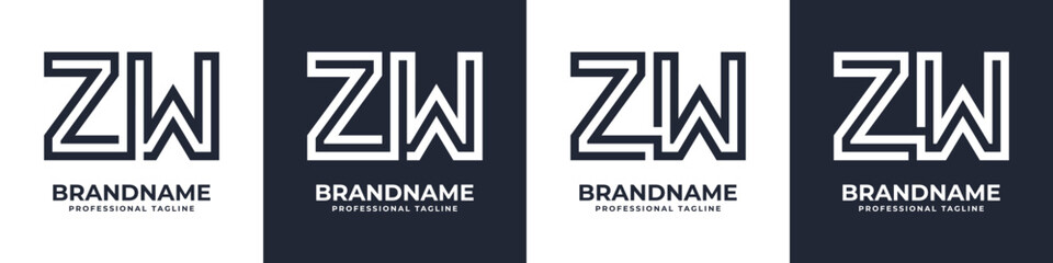 Simple ZW Monogram Logo, suitable for any business with ZW or WZ initial. - obrazy, fototapety, plakaty
