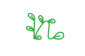 letter n and nature logo design concept vector with leaf design