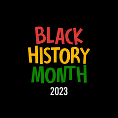 Fototapeta na wymiar Black history month typography 2023. Minimalist vector illustration. Usable for banner, flyer, social media post, pamphlet, and background. February