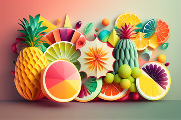 Juicy bright stylized 3D illustration