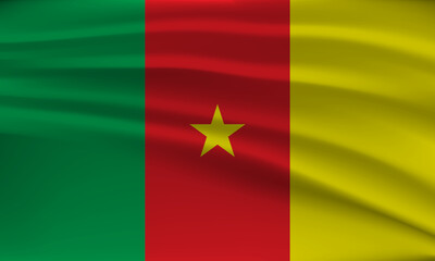 Flag of Cameroon, with a wavy effect due to the wind.