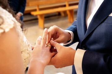 hands, wedding rings and marriage vows