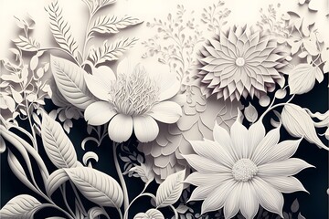 3d black and white floral pattern texture wallpaper
