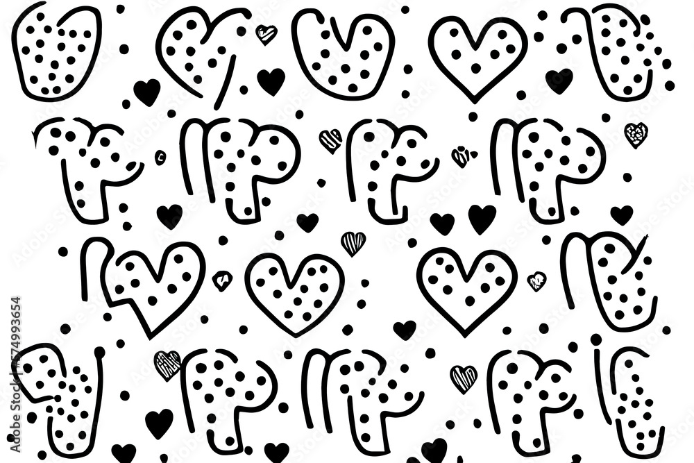 Fototapete seamless elephant pattern texture. pattern with elephant pawprint and bones. elephant texture. hand 