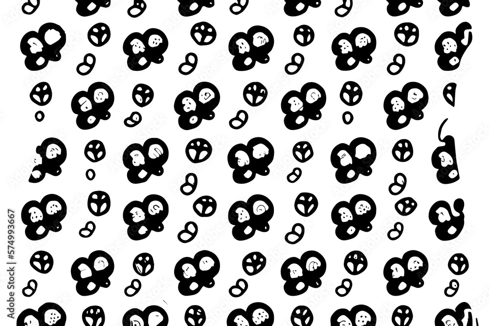 Poster seamless elephant pattern. pattern with elephant pawprint and bones. elephant texture. hand drawn ve