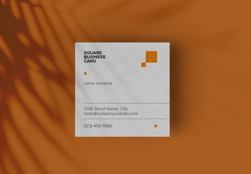 Elegant Square Business Card Mockup for Personal Branding and Minimalist Professional Identity Presentation