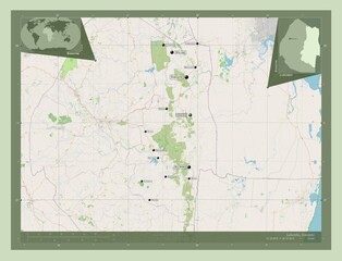 Lubombo, Eswatini. OSM. Labelled points of cities