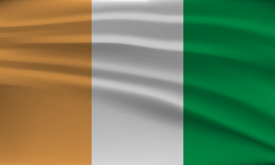 Flag of Côte d'Ivoire, with a wavy effect due to the wind.