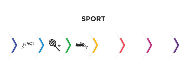 sport filled icons with infographic template. glyph icons such as discus throw, marathon, rallycross, lacrosse, paragliding, artistic gymnastics vector.