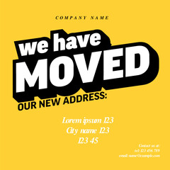 We have moved yellow minimalistic flyer template
