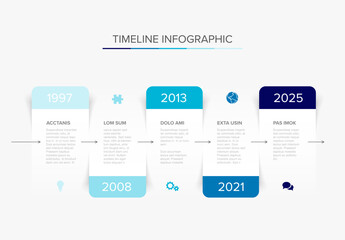 Simple horizontal infographic timeline template made from white paper stripes