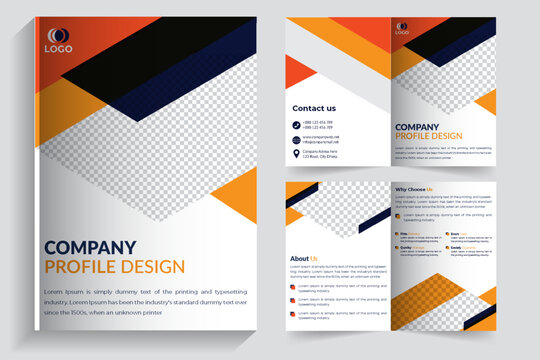 Creative Education photography corporate business profile design. Bi fold and 4 pages brochure. Creative Corporate Cover and profile design. Social Media Post ad Banner Poster. Print Template Vector.