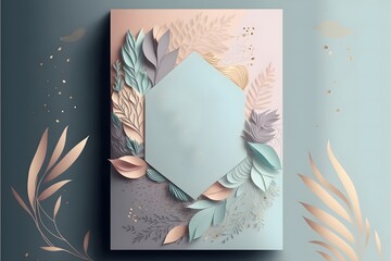 Wedding card design in pastel color palette