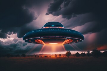 Alien UFO (Unidentified Flying Object). Generative AI