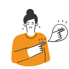 hand drawn doodle person injured finger with bandage