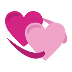 Revolving Hearts vector icon design. Isolated hearts revolving around sign sticker label. 