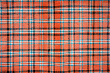 Plaid fabric texture. Close up of checkered textile background