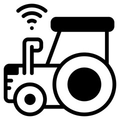 Tractor icon for technology, gardening, farming, industry, agriculture and internet of think