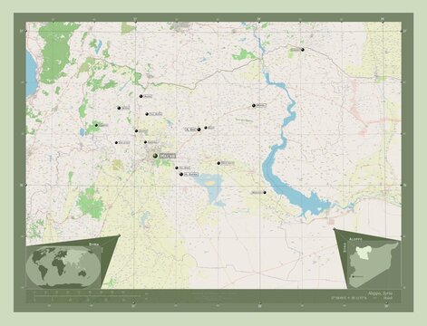 Aleppo, Syria. OSM. Labelled points of cities