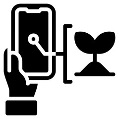 Smartphone icon for technology, gardening, farming, industry, agriculture and internet of think
