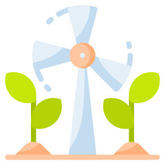 Wind turbine icon for technology, gardening, farming, industry, agriculture and internet of think