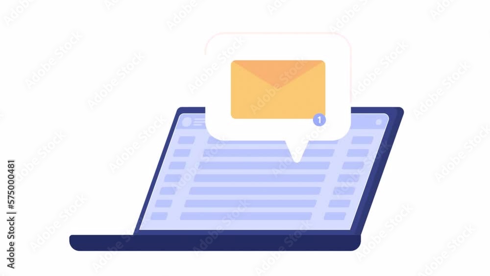 Aufkleber animated laptop with new message. receiving email online. got response alert. 2d cartoon flat object