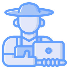 Farmer icon for technology, gardening, farming, industry, agriculture and internet of think