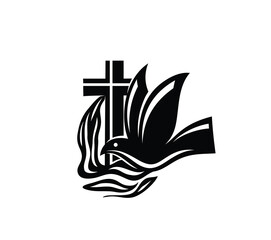 Cross with Baptism Icon, art vector design
