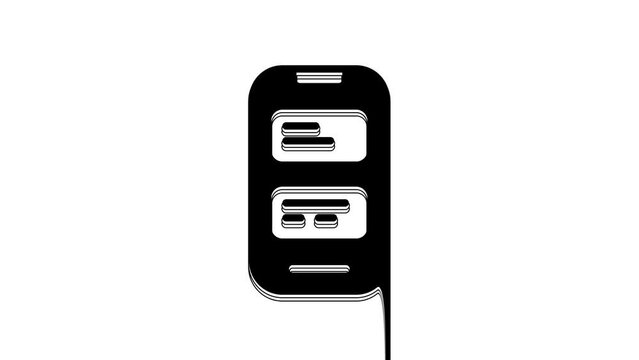 Black Online translator icon isolated on white background. Foreign language conversation icons in chat speech bubble. Translating concept. 4K Video motion graphic animation