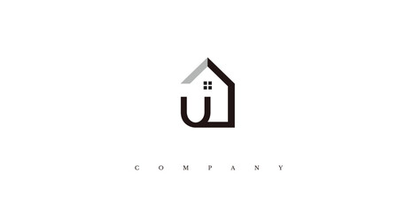 Initial U Real Estate Logo Design Vector
