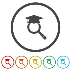  Search Education icons in color circle buttons