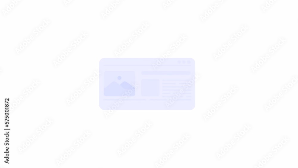 Poster animated web article page. flat cartoon style icon 4k video footage. reading newspaper online on web