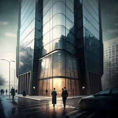 entrance to a glass-fronted hotel