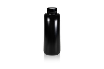 Black plastic canister isolated on white background with clipping path.