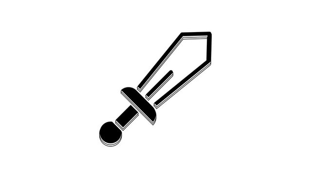 Black Sword toy icon isolated on white background. 4K Video motion graphic animation