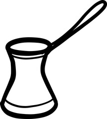 Hand Drawn Doodle Cezve Or Turkish Coffee Pot