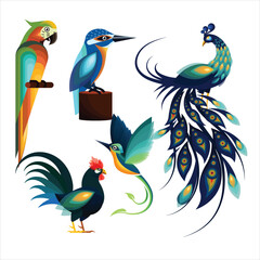 Obraz premium birds on a branch.set of birds