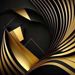 Gold and black abstraction, black background, golden background, luxary