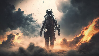 Astronaut in the Martian storm, Generative AI