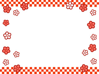 桃の花咲くかわいい和風フレーム